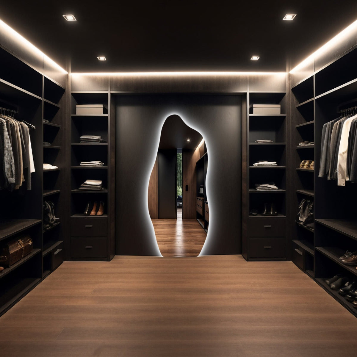 Miroir lumineux LED pleine longueur asymétrique