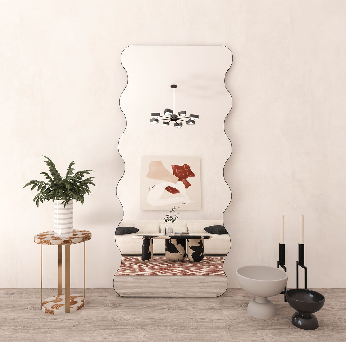 Miroir corporel irrégulier incurvé
