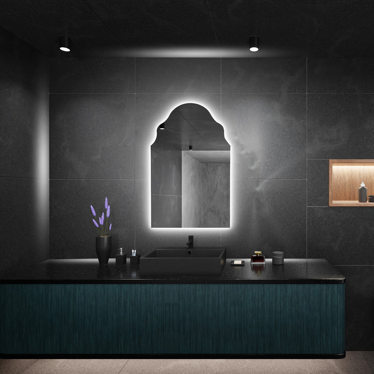 Miroir mural arqué avec éclairage LED