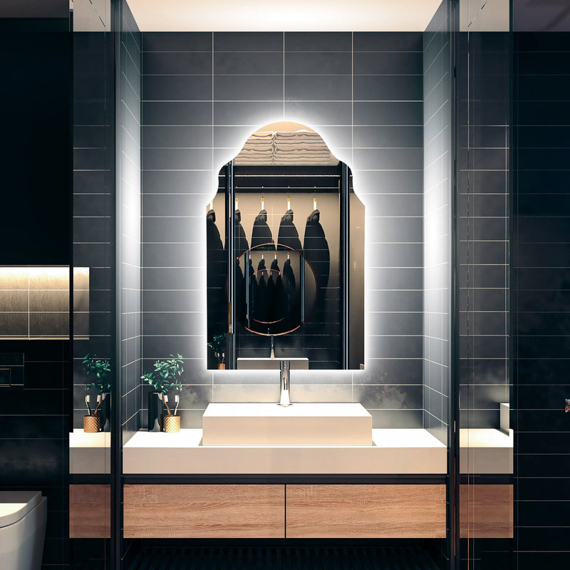Miroir mural arqué avec éclairage LED