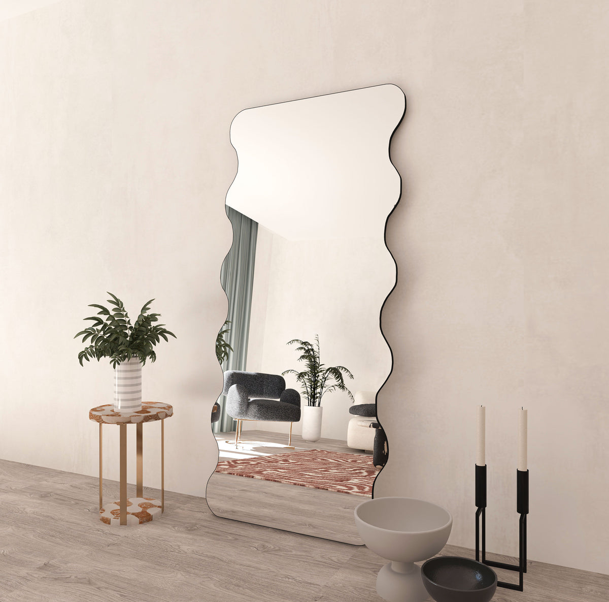 Miroir corporel irrégulier incurvé