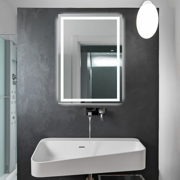 Miroir rectangulaire à LED avec éclairage frontal