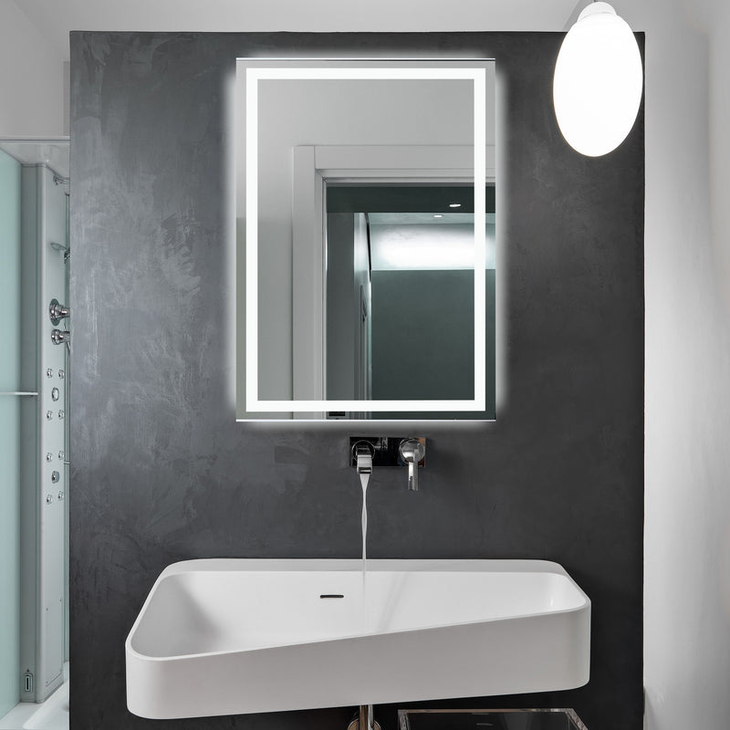 Miroir rectangulaire à LED avec éclairage frontal