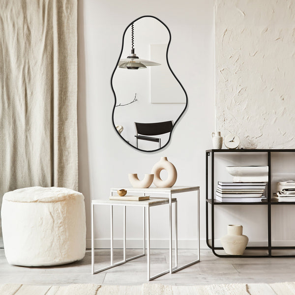 Miroir décoratif mural ondulé en sky noir