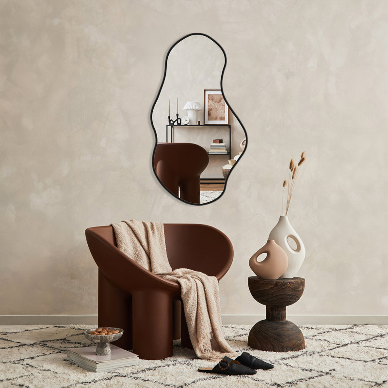 Miroir décoratif mural ondulé en sky noir