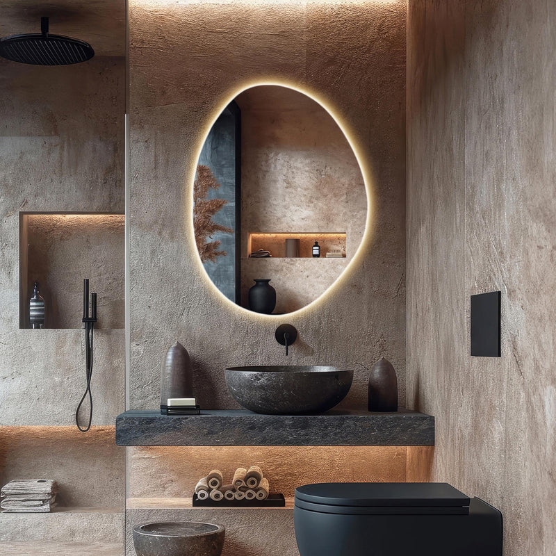 miroir de courtoisie irrégulier avec lumières