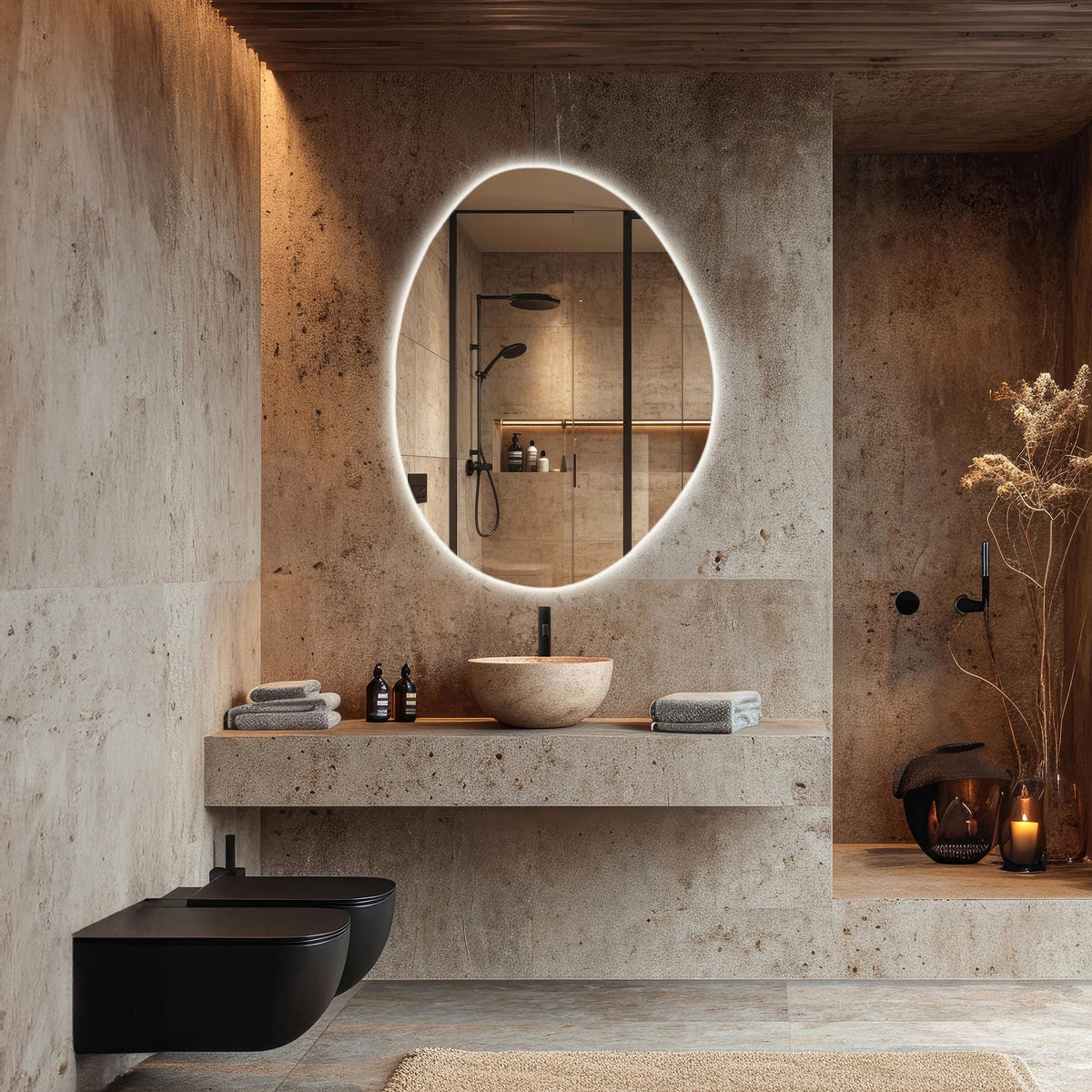 miroir de courtoisie irrégulier avec lumières