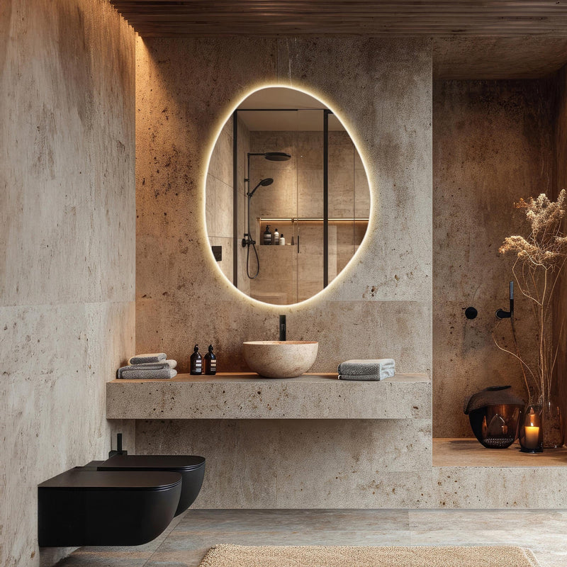 miroir de courtoisie irrégulier avec lumières