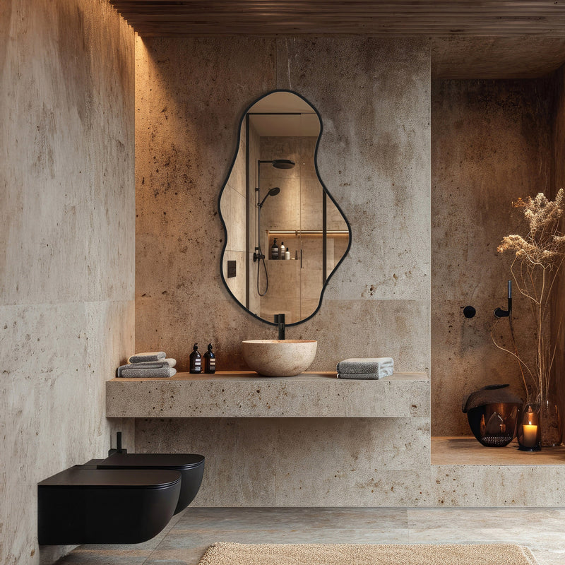 Miroir décoratif mural ondulé en sky noir