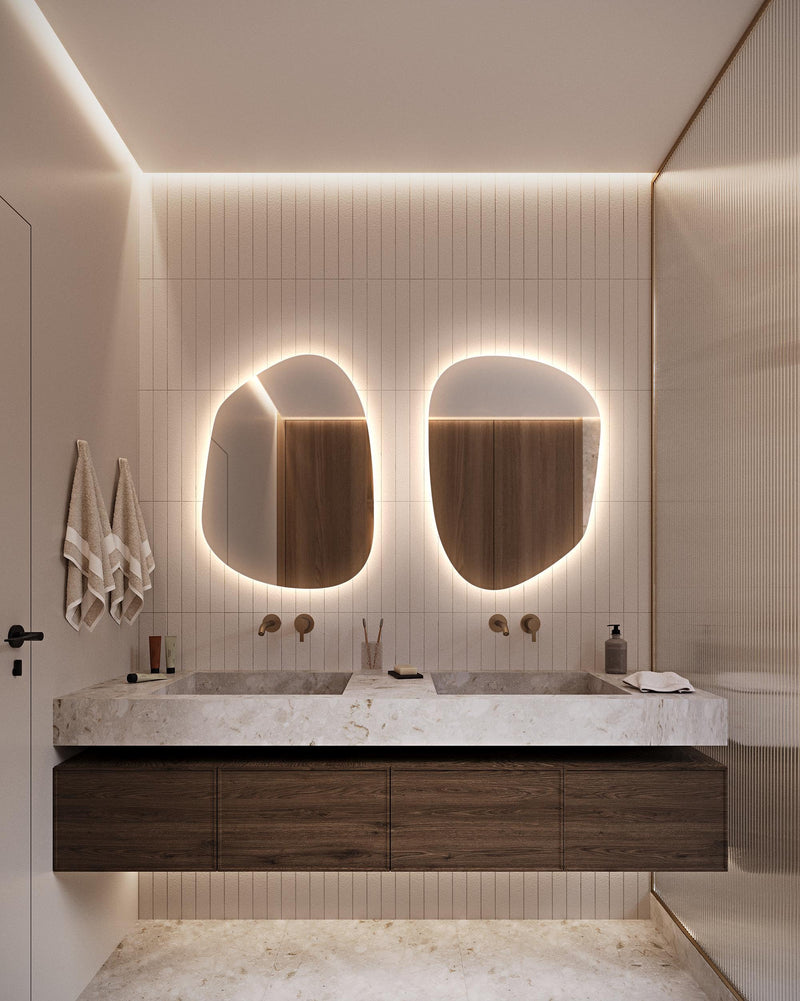 2 Miroir de salle de bain avec éclairage LED