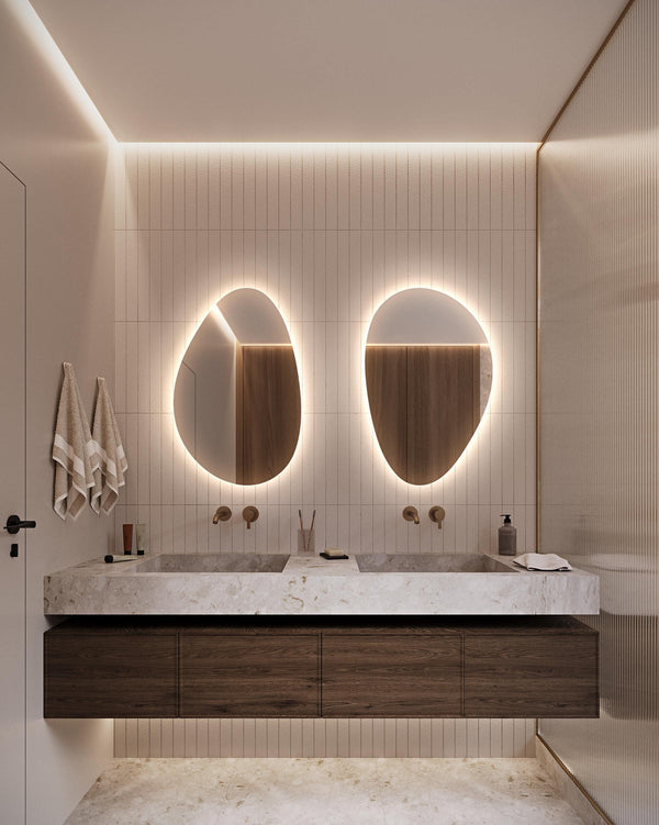 2 Miroir de salle de bain avec éclairage LED