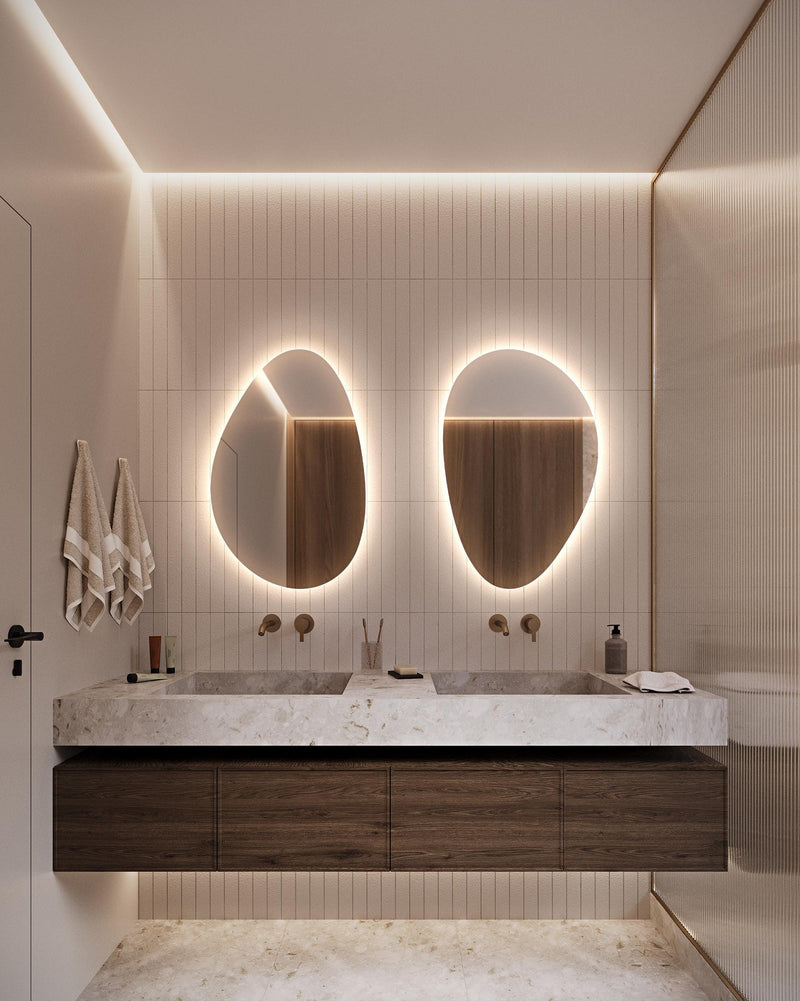 2 Miroir de salle de bain avec éclairage LED