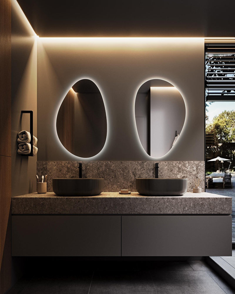 2 Miroir de salle de bain avec éclairage LED