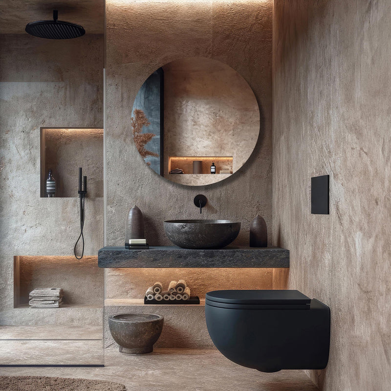 Miroir de salle de bain et lavabo LED sablé laser Swirl