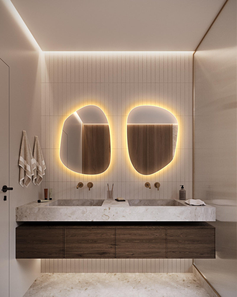 2 Miroir de salle de bain avec éclairage LED