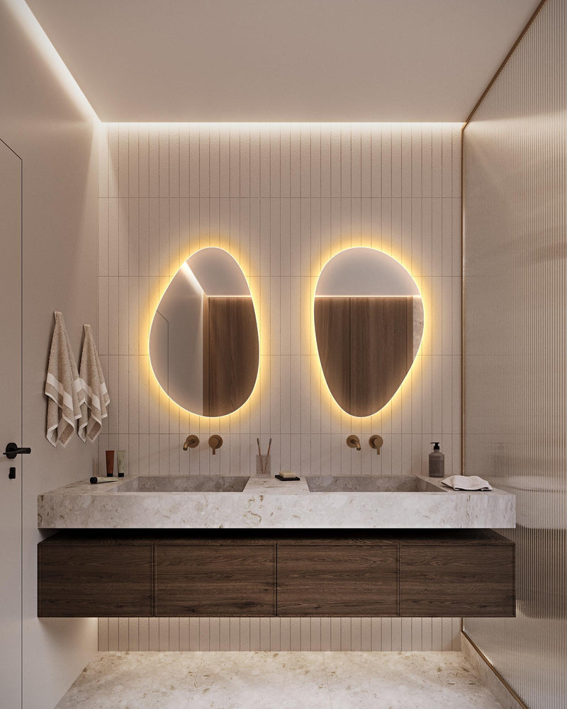 2 Miroir de salle de bain avec éclairage LED