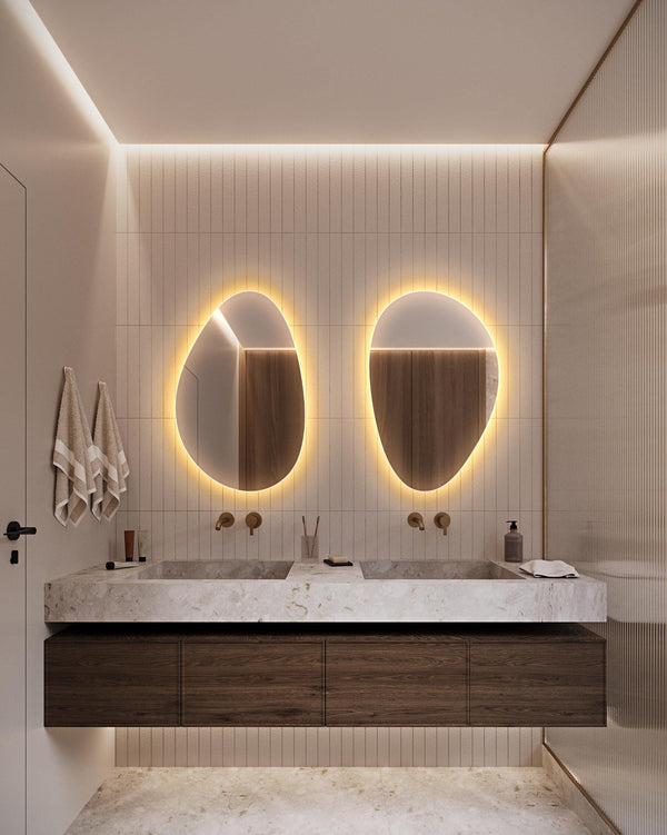 2 Miroir de salle de bain avec éclairage LED