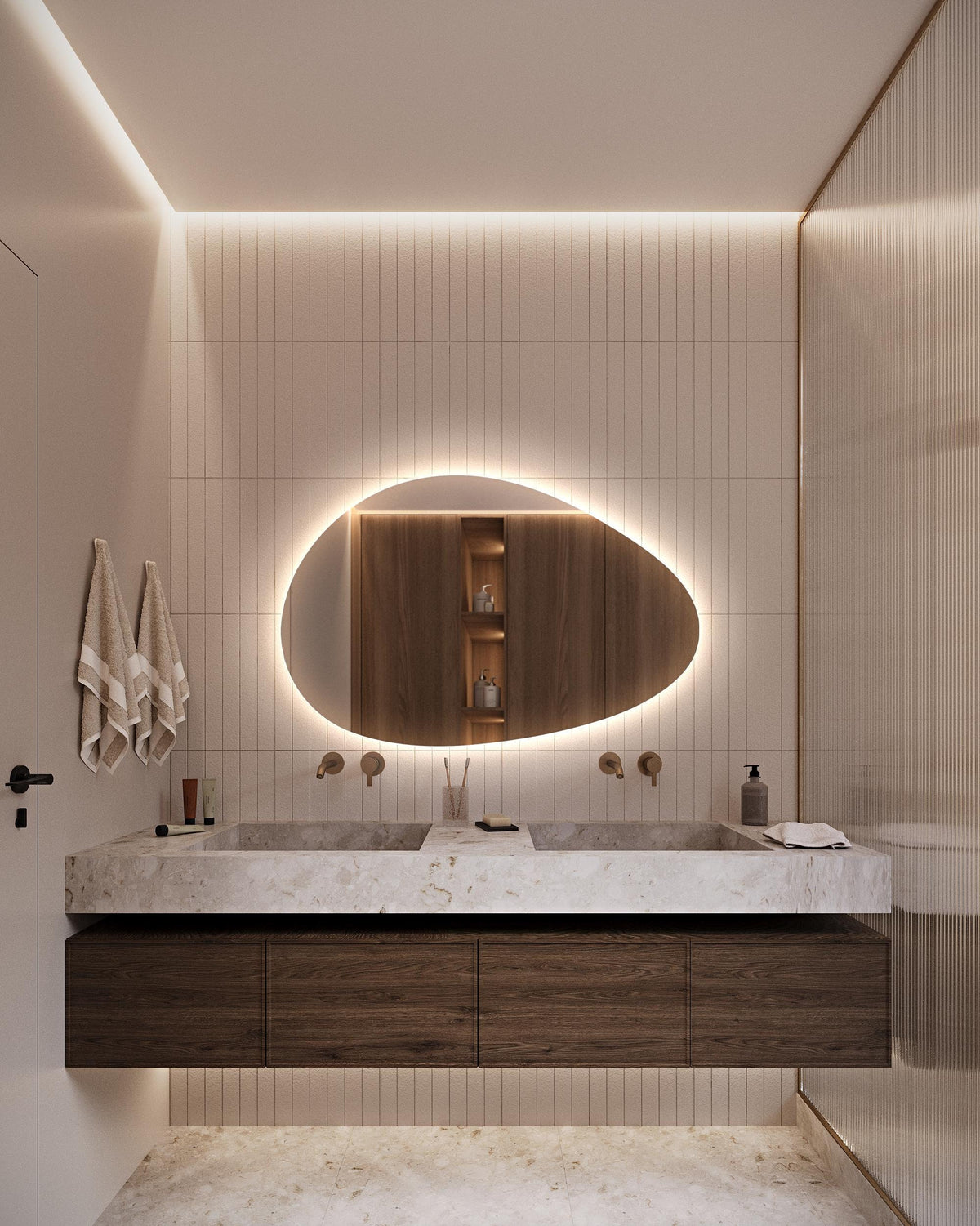 Miroir de salle de bain avec éclairage LED