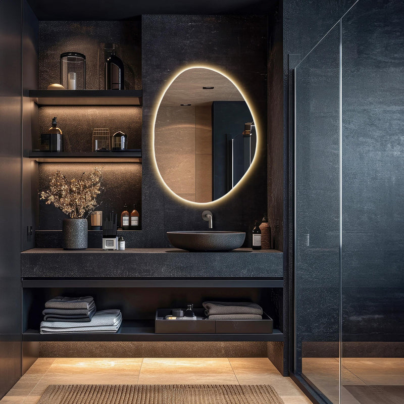 miroir de courtoisie irrégulier avec lumières