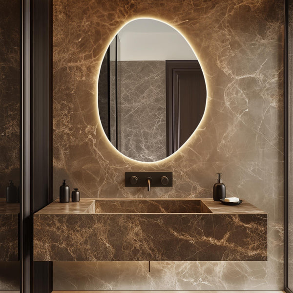 miroir de courtoisie irrégulier avec lumières