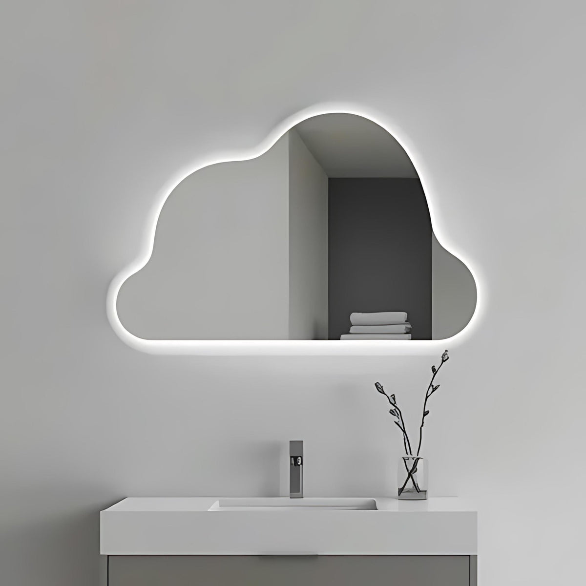 Miroir nuage LED pour lavabo