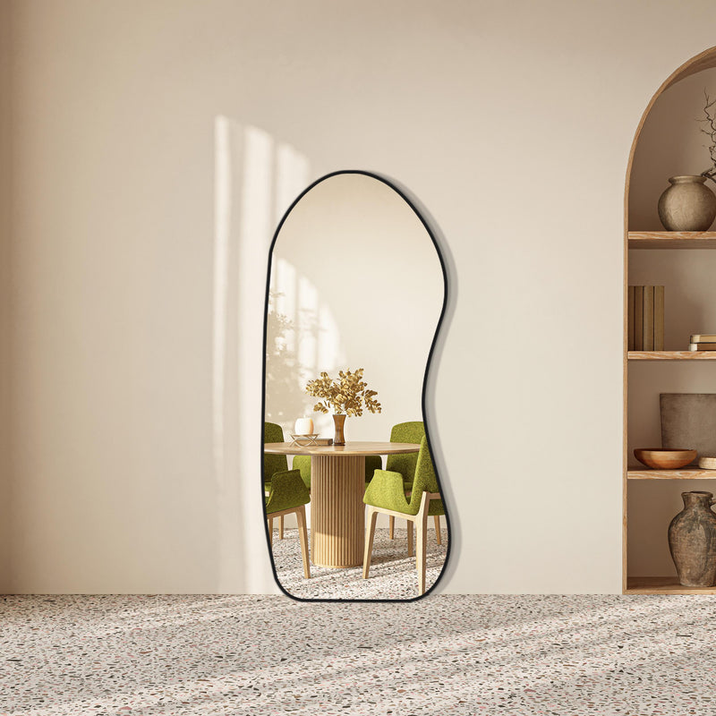 Miroir esthétique pleine longueur en skaï noir