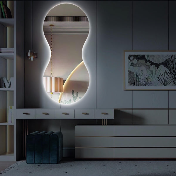 Miroir mural LED moderne de forme organique