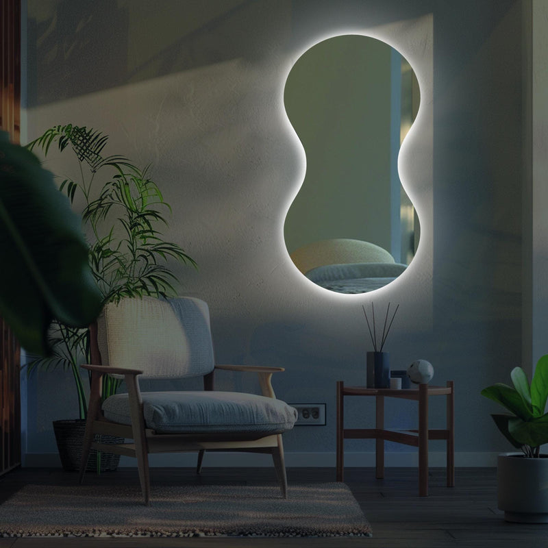 Miroir mural LED moderne de forme organique