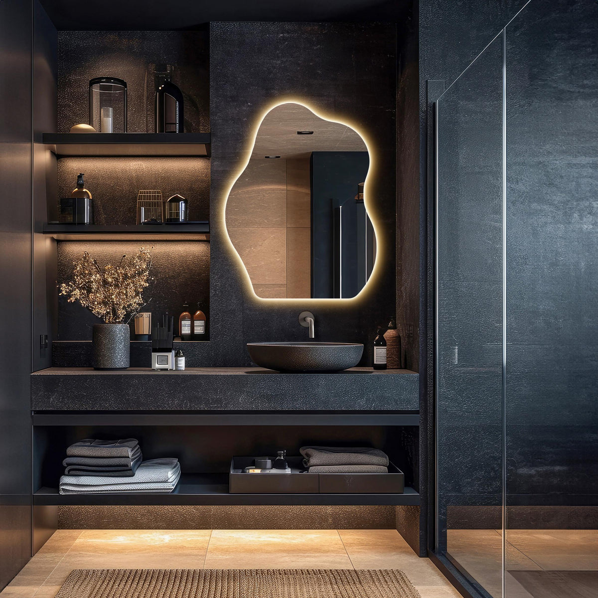 Miroir de salle de bain led ondulé