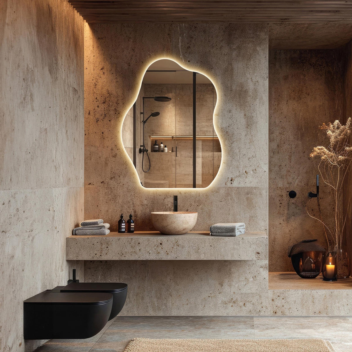 Miroir de salle de bain led ondulé