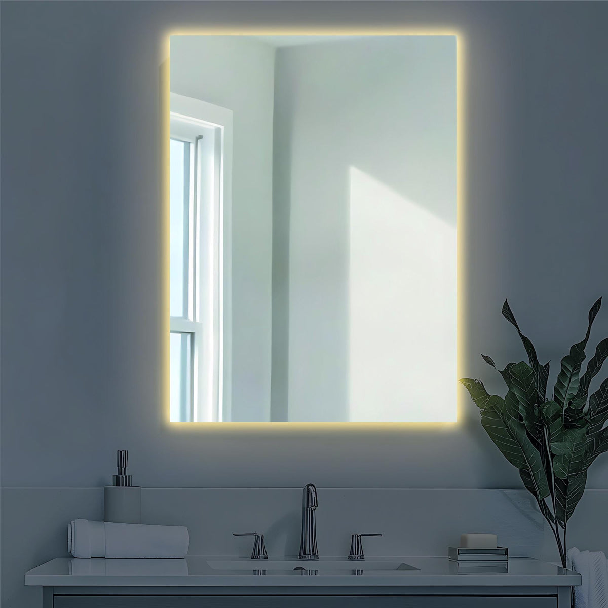 Miroir mural rectangulaire rétro-éclairé