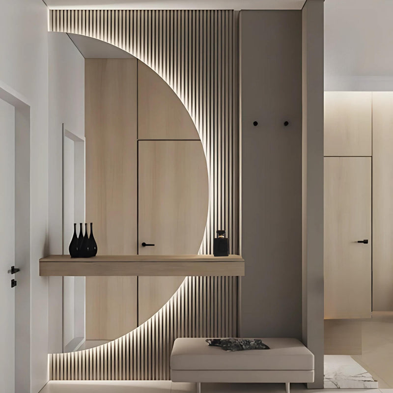 Miroir demi-rond à LED, miroir demi-lune rétro-éclairé