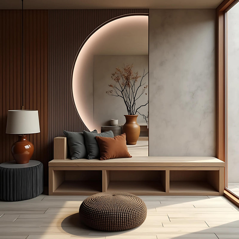 Miroir demi-rond à LED, miroir demi-lune rétro-éclairé