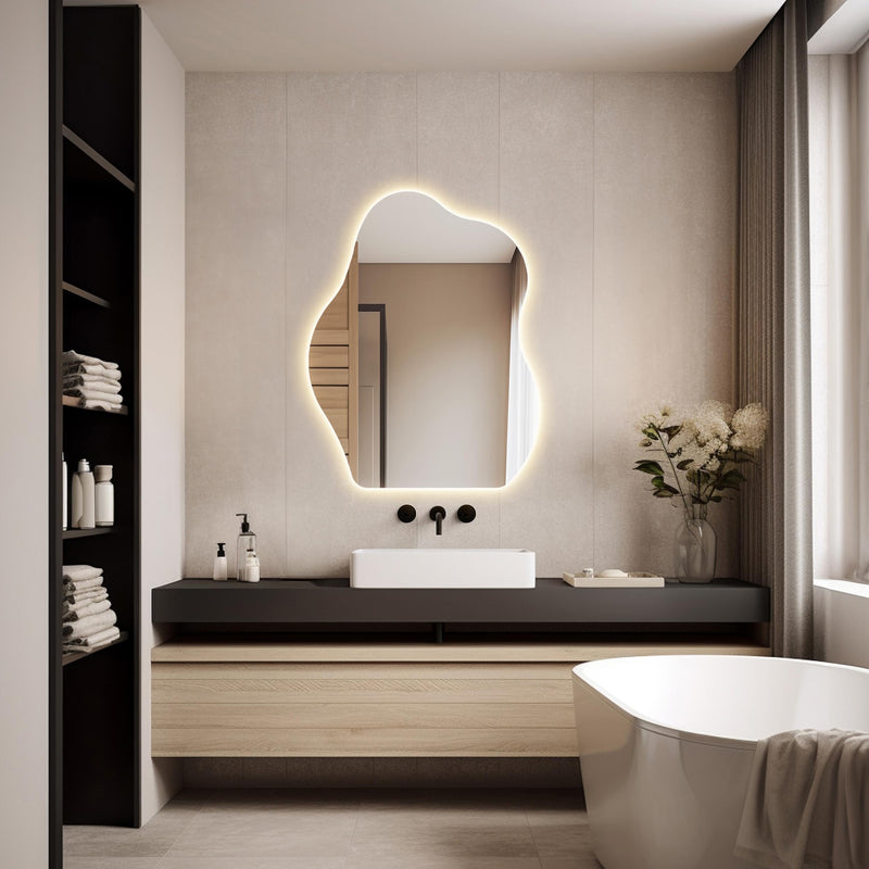 Miroir de salle de bain led ondulé