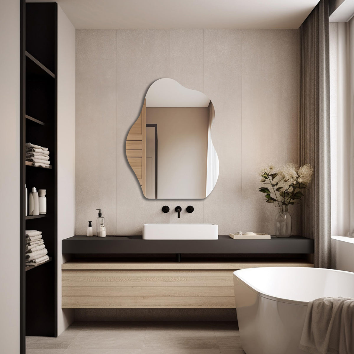 Miroir de salle de bain led ondulé