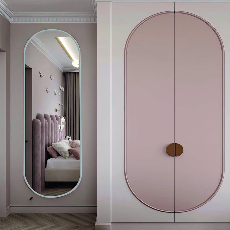 Miroir mural à pilules ovale moderne avec cadre en fer