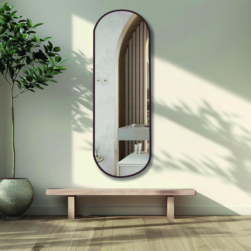 Miroir mural à pilules ovale moderne avec cadre en fer