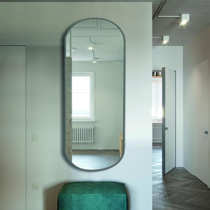 Miroir mural à pilules ovale moderne avec cadre en fer