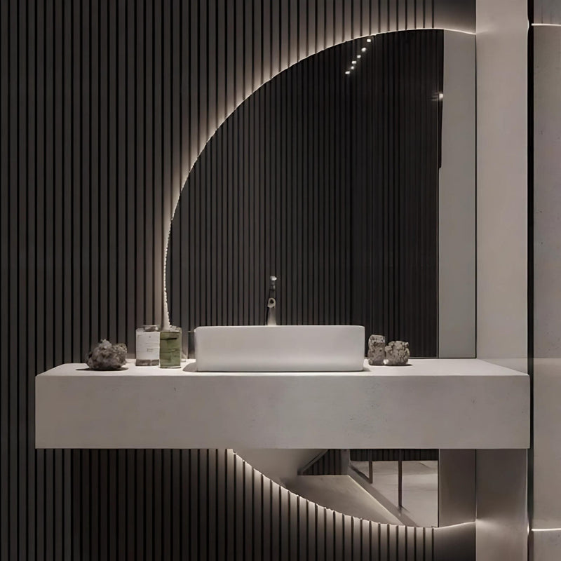 Miroir demi-rond à LED, miroir demi-lune rétro-éclairé