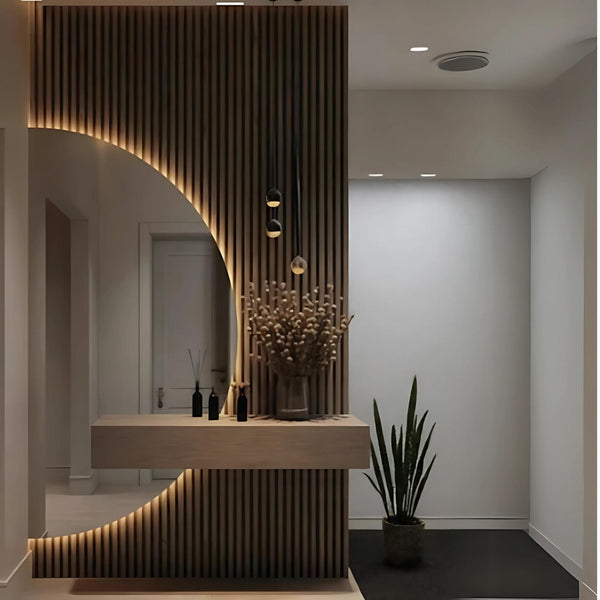 Miroir demi-rond à LED, miroir demi-lune rétro-éclairé