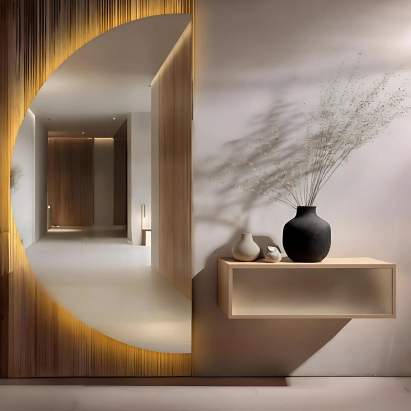 Miroir demi-rond à LED, miroir demi-lune rétro-éclairé