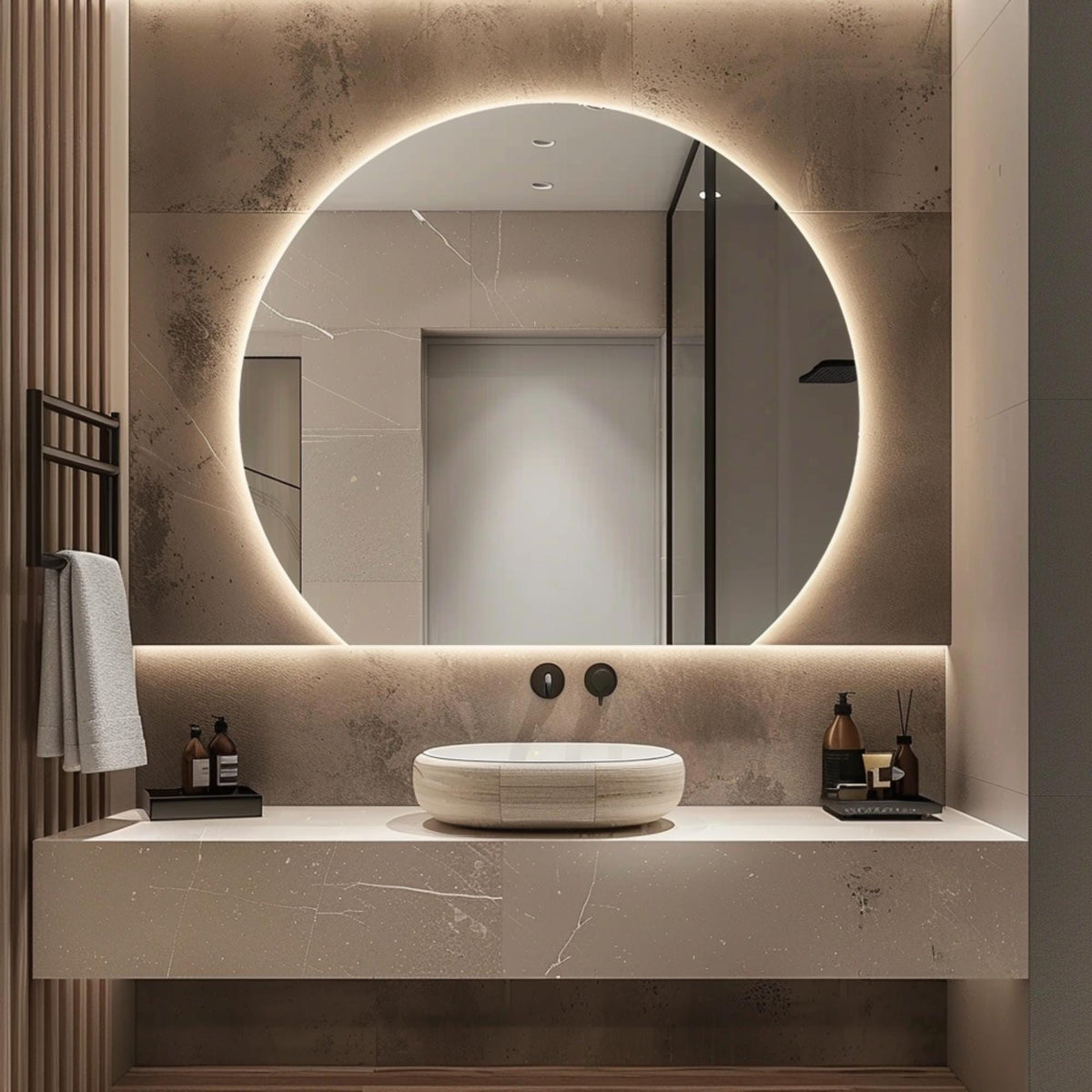 Miroir LED demi-cercle