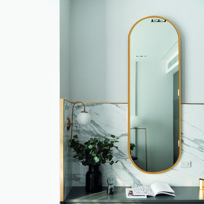 Miroir mural à pilules ovale moderne avec cadre en fer