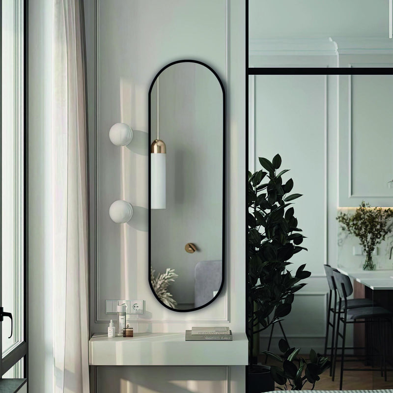 Miroir mural à pilules ovale moderne avec cadre en fer