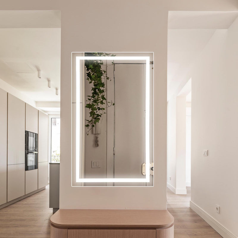 Miroir rectangulaire à LED avec éclairage frontal
