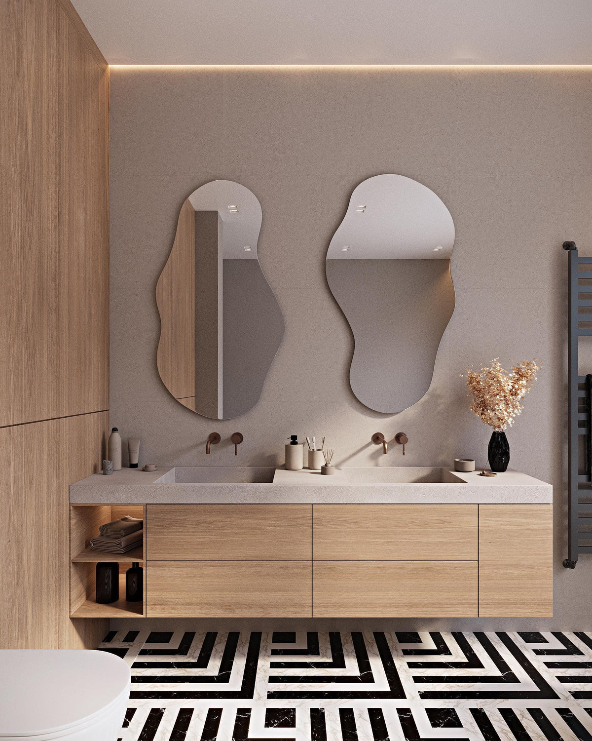 Miroir irrégulier avec éclairage LED