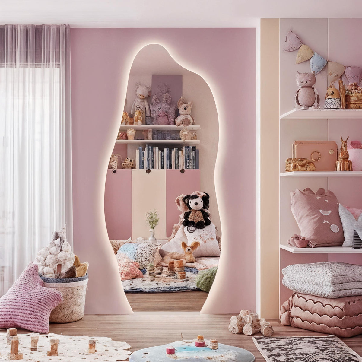 Miroir lumineux LED pleine longueur asymétrique