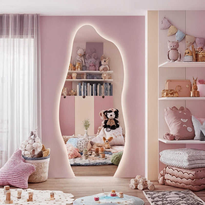 Miroir lumineux LED pleine longueur asymétrique