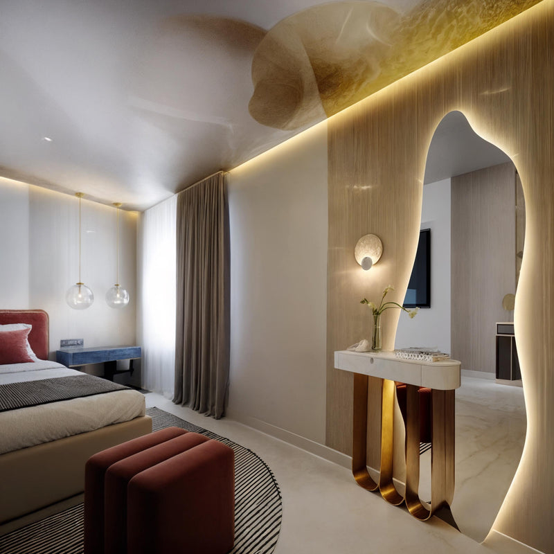 Miroir lumineux LED pleine longueur asymétrique