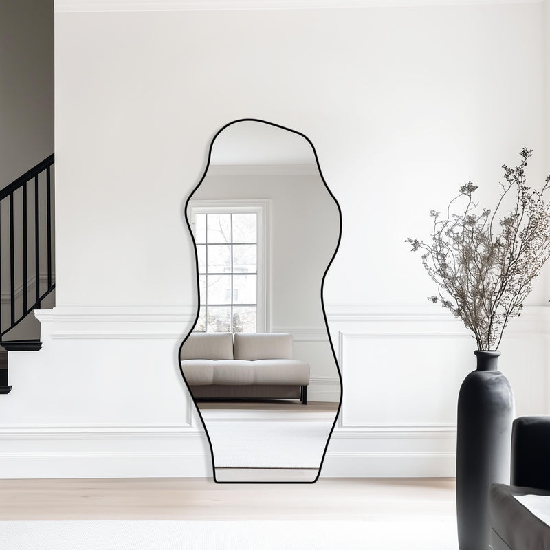 Miroir moderne sur toute la longueur skaï noir